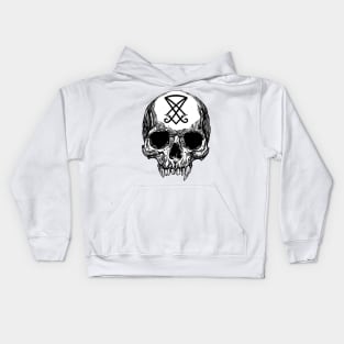 Human skull with Sigil of Lucifer Kids Hoodie